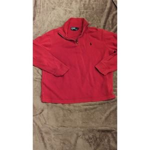 Vintage POLO RALPH LAUREN Red Classic 1/4 Zip Cotton Pullover Sweater Men's L